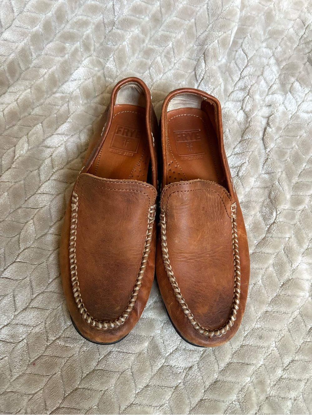 Frye Men's Cognac Leather Slip-On Loafers